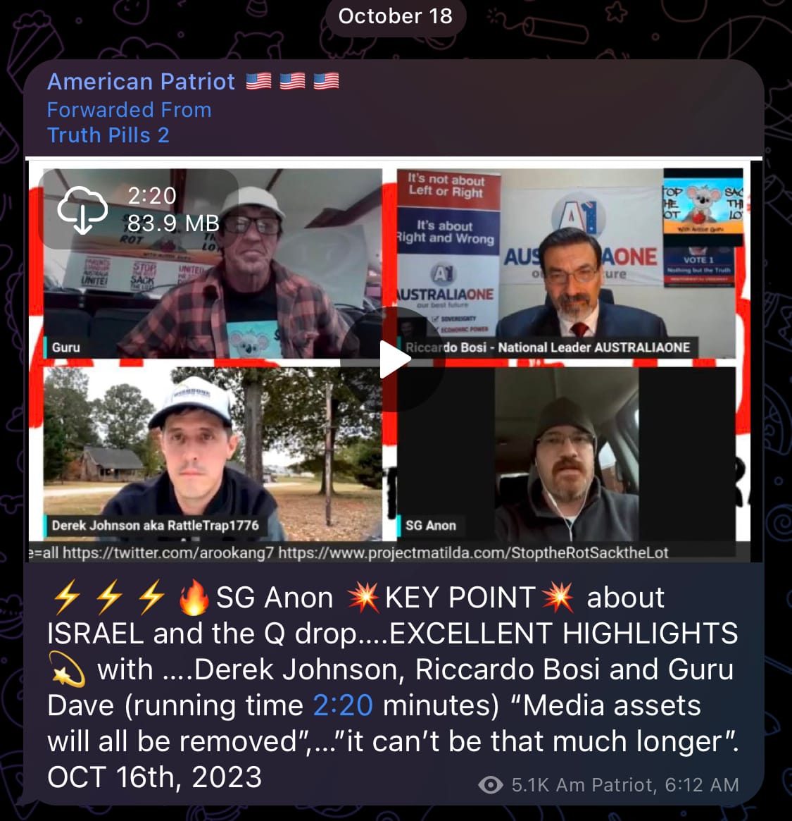 ⚡️⚡️⚡️🔥SG Anon 💥KEY POINT💥 about ISRAEL and the Q drop….EXCELLENT HIGHLIGHTS 💫 with ….Derek Johnson, Riccardo Bosi and Guru Dave