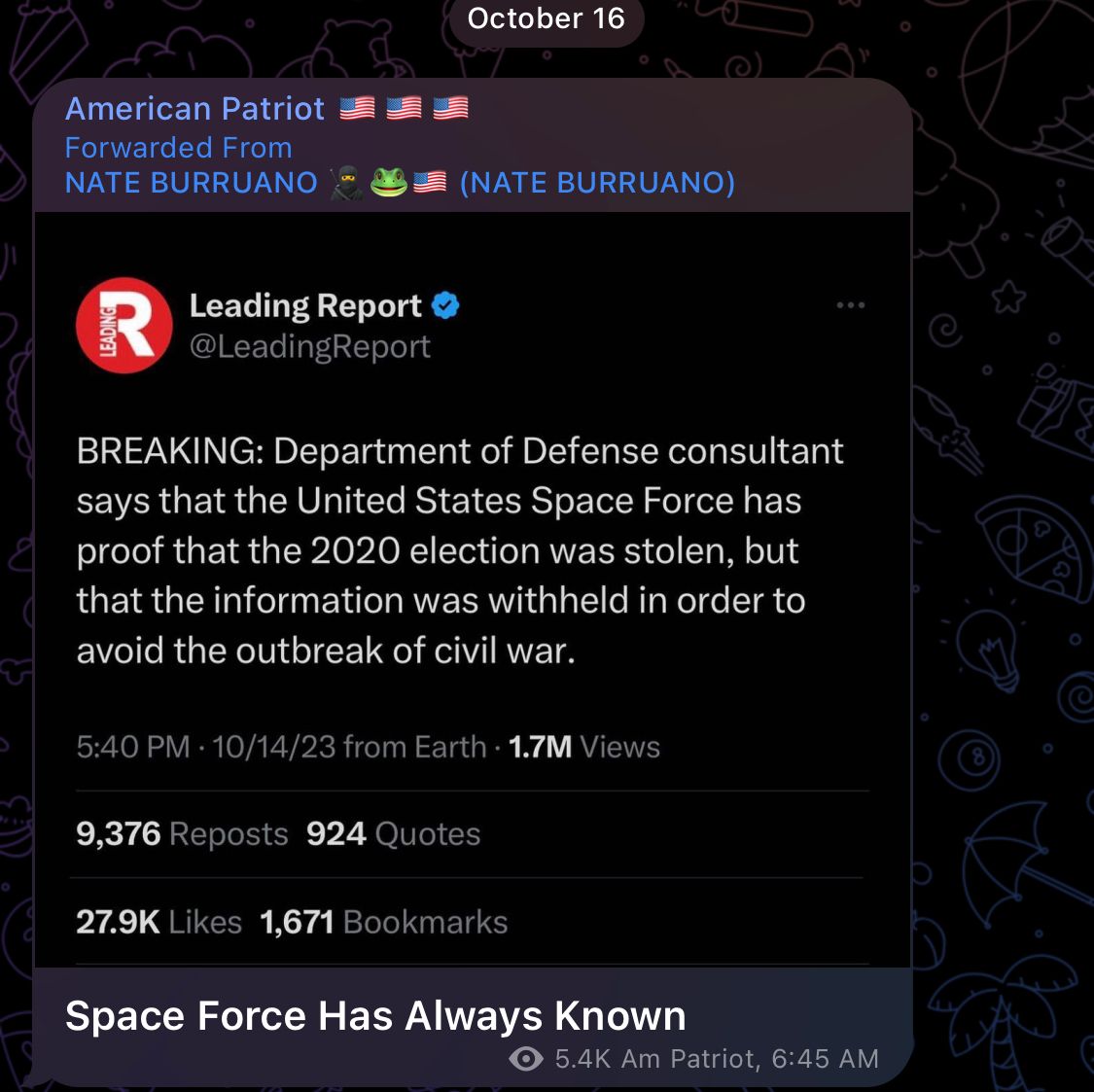 Space Force Has Always Known 😉😉✌️