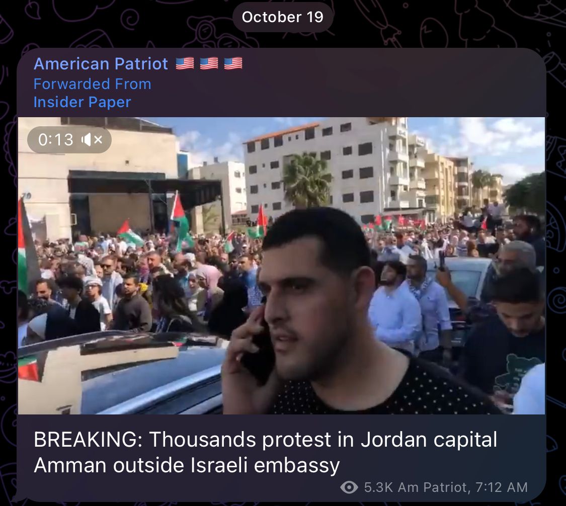 BREAKING: Thousands protest in Jordan capital Amman outside Israeli embassy