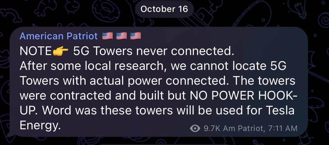 The towers were contracted and built but NO POWER HOOK-UP. Word was these towers will be used for Tesla Energy.