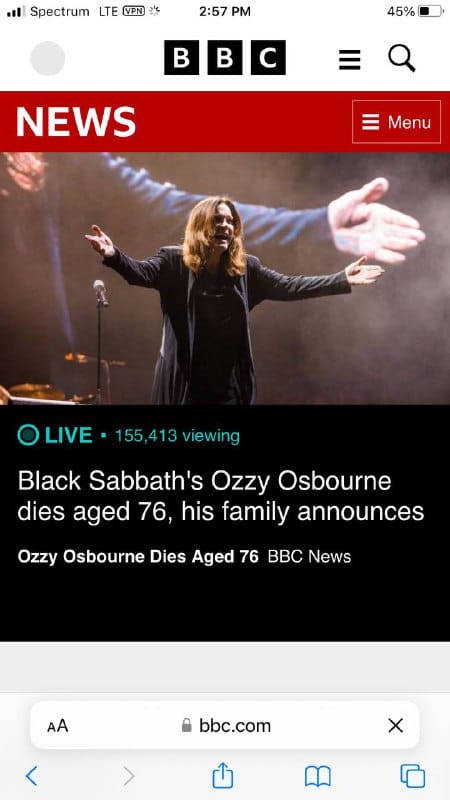 🏴󠁧󠁢󠁥󠁮󠁧󠁿 Ozzy Osborne Passes.