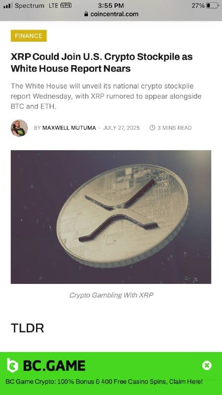 ⭐️ White House - US Set to release Governments US Crypto Stockpile Report July 30. 2025.