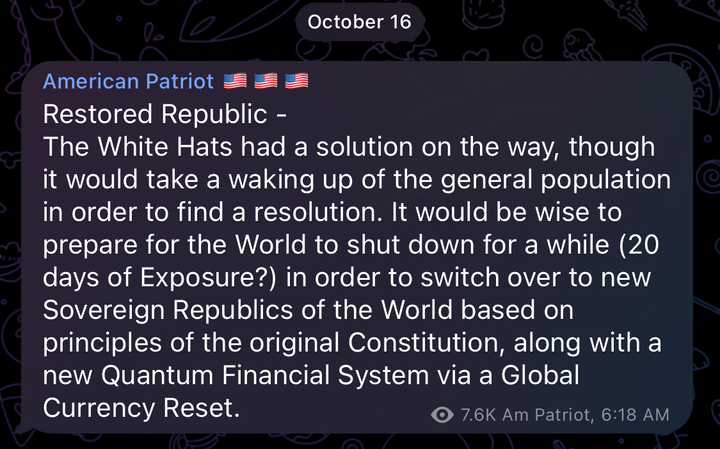 White Hats had a solution on the way, though it would take a waking up of the general population in order to find a resolution.